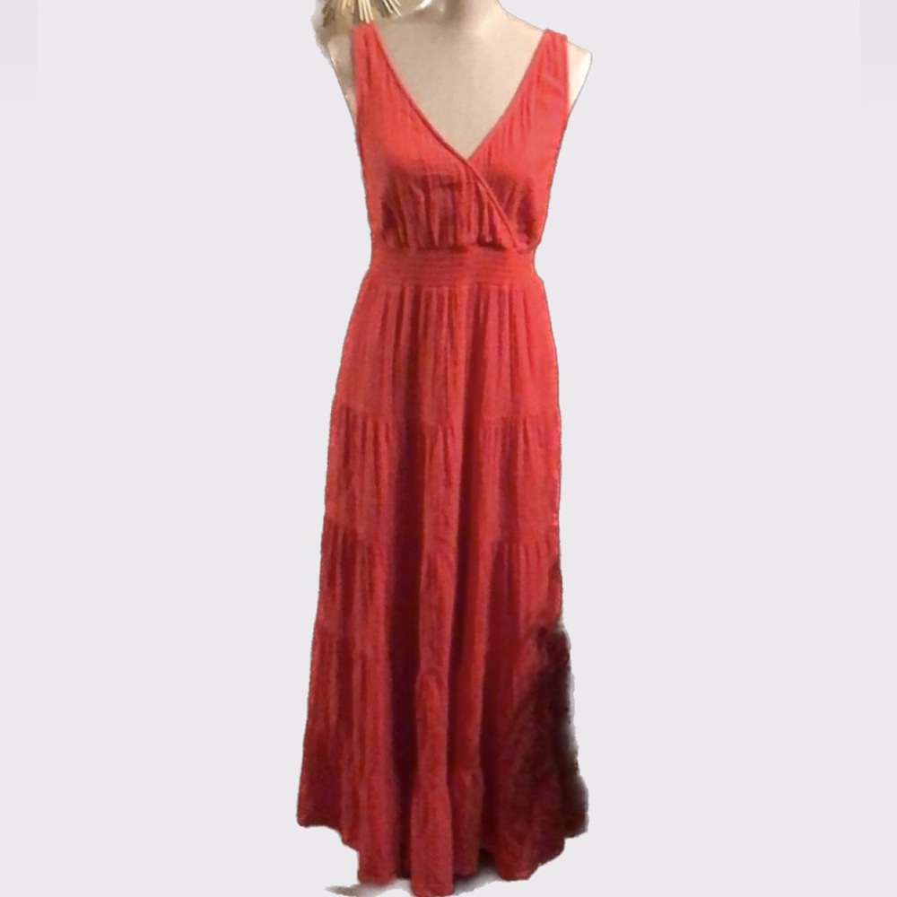Coral 100% Cotton Sun Dress Ruffle